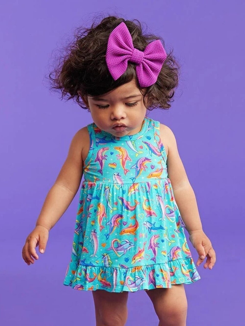 Posh Peanut x Lisa Frank Dancing Dolphins Twirl Dress